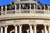 Detail of the front facade of the Flemish Opera in Antwerp