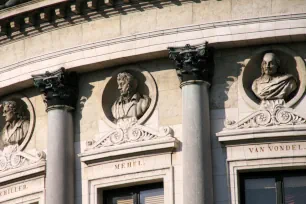 Busts of Schiller, Méhul and Van Vondel at the Bourla Theater in Antwerp