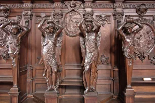 Wooden statues of the confessionals in the Charles Borromeo Church, Antwerp