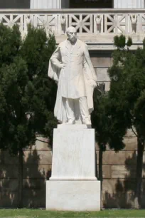 Statue of Panaghis Athanassiou Vallianos in front of the National Library in Athens