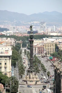 View of the Columbus Monument from Montjuïc, Barcelona