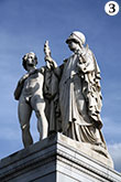 Pallas Athene teaches the boy the art of spear-throwing