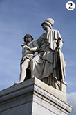 Pallas Athene teaches the boy the art of spear-throwing