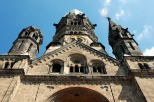 Front facade of the Emperor William Memorial Church in Berlin