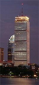 Prudential Tower & 111 Hungtington Av. at night