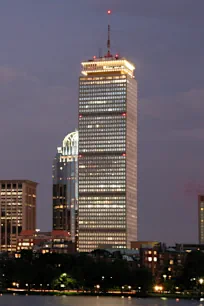 Prudential Tower & 111 Hungtington Av. at night, Boston