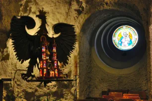 Polish eagle in the Cave Church, Budapest