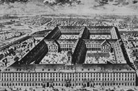 Het originele plan voor het huis der invalieden, nu het stadhuis van Boedapest