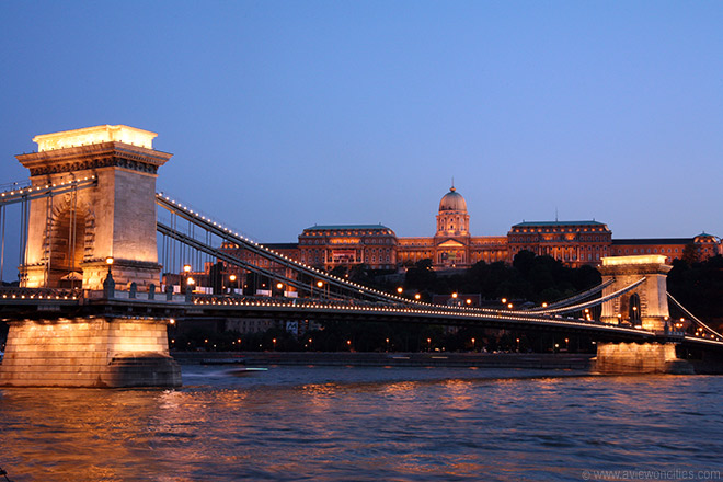 Chain Bridge and Buda Castle at dusk