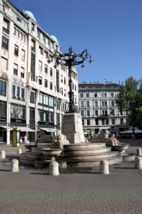 Lion Fountain, Vörösmarty Square, Budapest