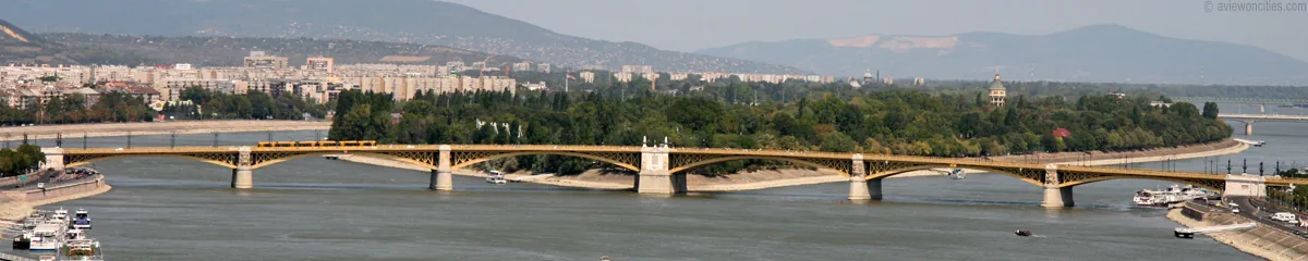 Wide view of the Margaret Bridge in Budapest