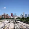Railway tracks cutting through Grant Park