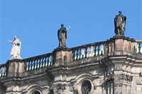 Statues on the balustrade of the Hofkirche in Dresden