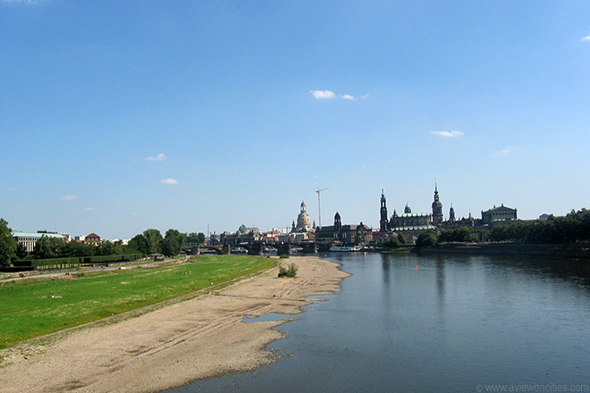 Dresden skyline seen from Marienbridge