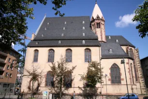 Side view of the St. Leonard Church in Frankfurt, Germany