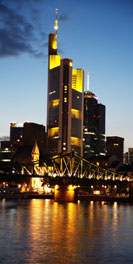Commerzbank Tower at night