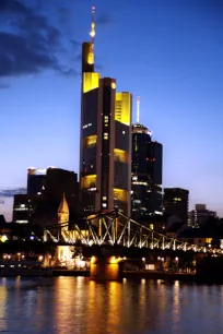 Commerzbank Tower in Frankfurt at night