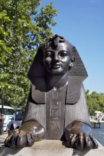 Front view of the sphinx, Cleopatra's Needle, London