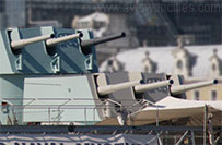 Tourelles sur le HMS Belfast à Londres