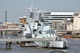 H.M.S. Belfast seen from the City Hall in London