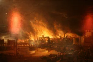Painting of the Great Fire in the Museum of London