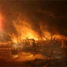 Peinture du Grand Incendie au Musée de Londres
