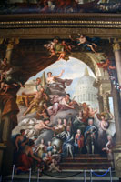 Gemälde in der oberen Halle der Painted Hall, Old Royal Naval College, Greenwich, London