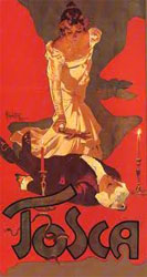 Affiche annonçant Tosca, un opéra de Puccini