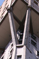 Detail of the projected section of the Torre Velasca in Milan