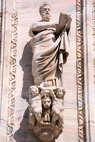 Statue on the facade of the Duomo in Milan