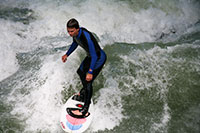 Surfing on the Isar in Munich