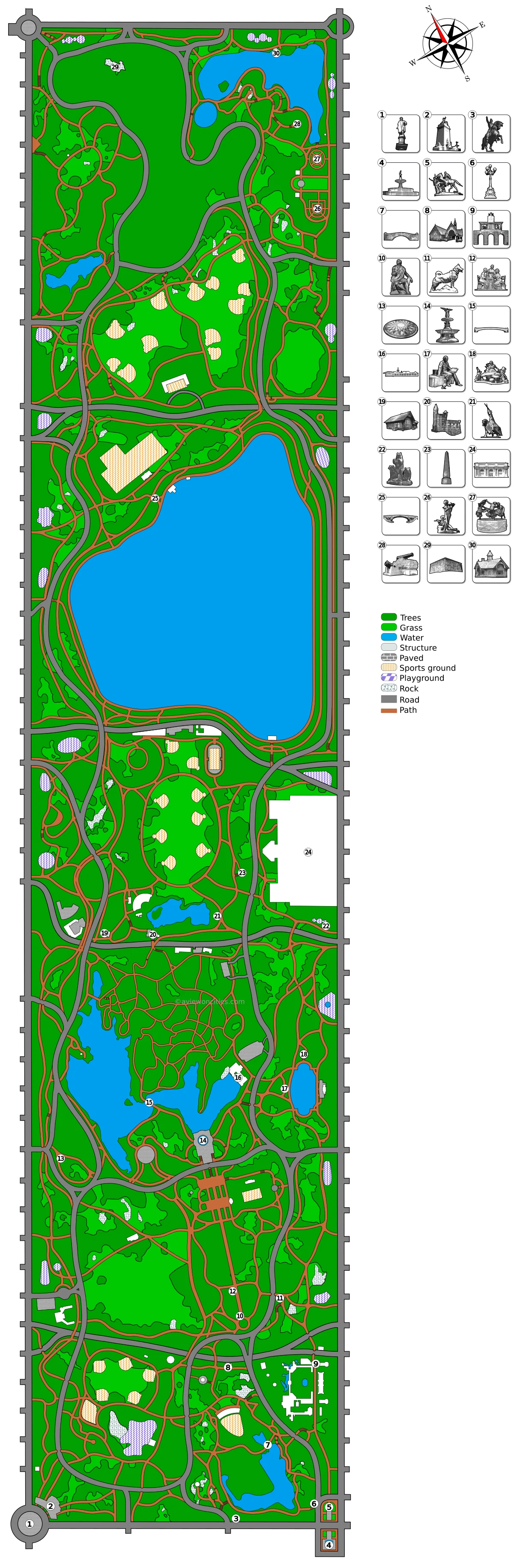 Map of Central Park in New York City