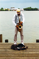 Street Musician on the Moon Walk in New Orleans