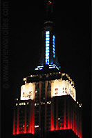 The spire of the Empire State Building at night