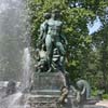Side view of the Bailey Fountain in Brooklyn