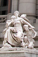 America - Four Continents Sculpture at the entrance of the Custom House, New York