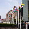 Flags in front of the General Assembly Building