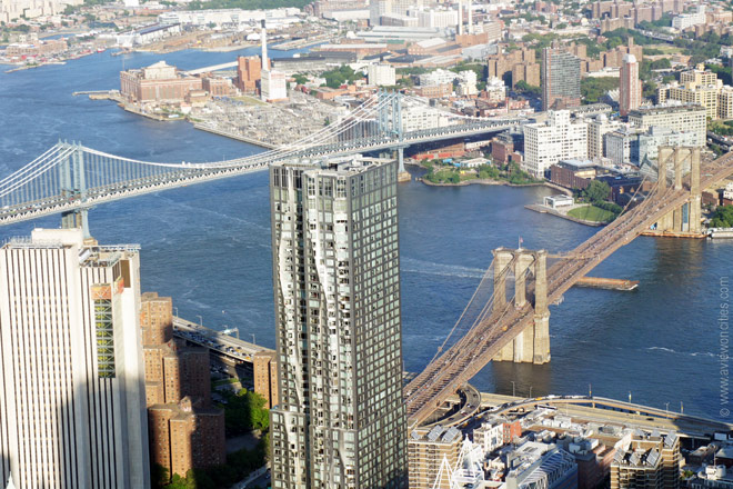 Brooklyn Bridge and Manhattan Bridge seen from One World Observatory