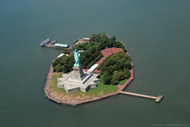 Aerial view of Liberty Island