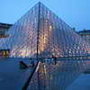 Louvre Pyramid at dusk