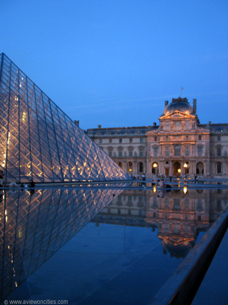 Louvre Museum & Pyramid at dusk