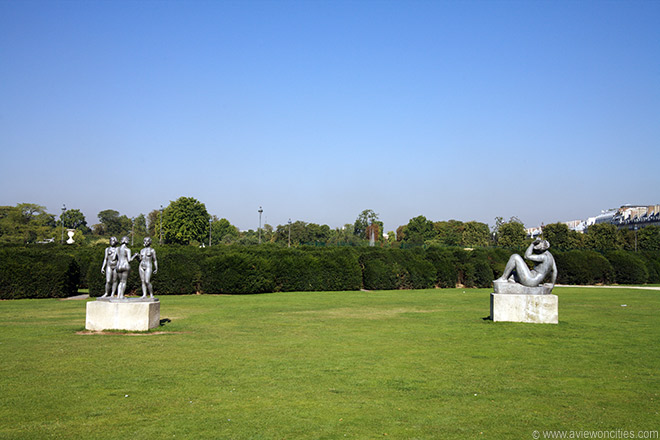 Modern sculptures in the Tuileries garden