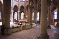 Stained glass windows in the Saint-Denis Basilica, Paris