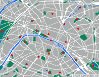 Map with parks in Paris