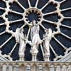 Statues in front of the Rose Window