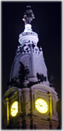 The illuminated tower at night