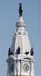 The clock tower of the City Hall in Philadelphia