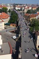 Charles Bridge seen from Lesser Town Bridge Tower