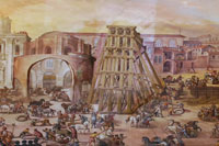 Installatie van de obelisk op het Sint-Pietersplein in Rome