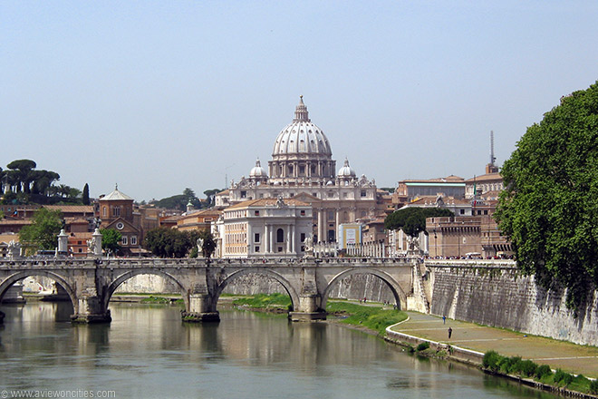 St. Peter's seen from the Tiber river